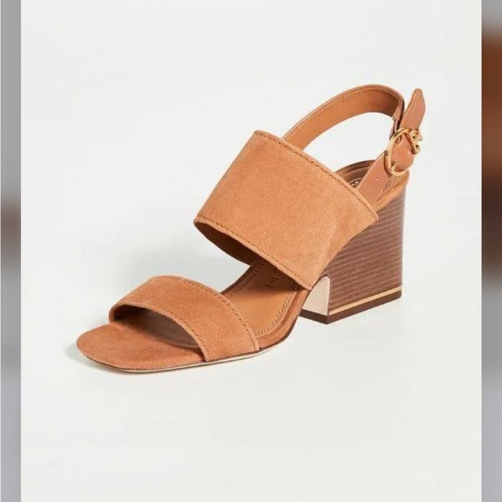 Tory Burch Elegant Tan Block Heel Sandals